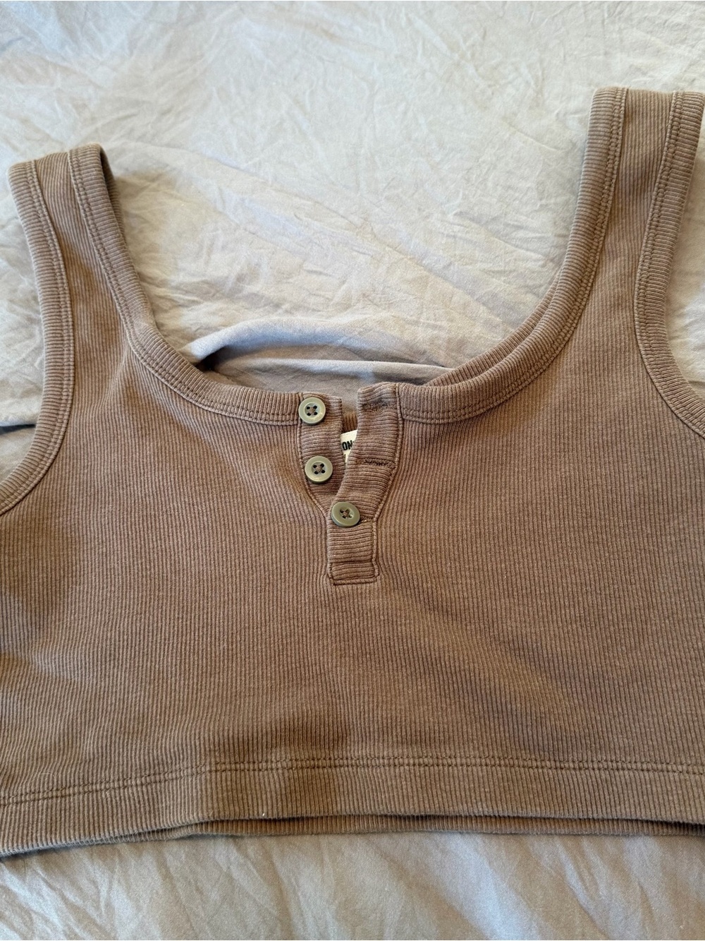 Cotton on brown button up crop top